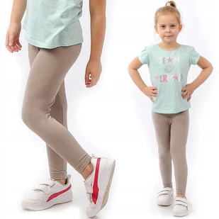 Legginsy dziecięce długie bawełniane klasyczne Beżowe 104 - Legginsy - miniaturka - grafika 1