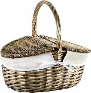 Kesper Wiklinowy koszyk piknikowy z pokrywką i materiałową wyściółką, 40 x 28 cm - Miski i półmiski - miniaturka - grafika 1