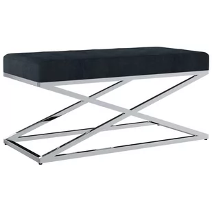vidaXL Ławka, 97 cm, czarna, aksamitna tkanina i stal nierdzewna vidaXL - Ławki do przedpokoju - miniaturka - grafika 7
