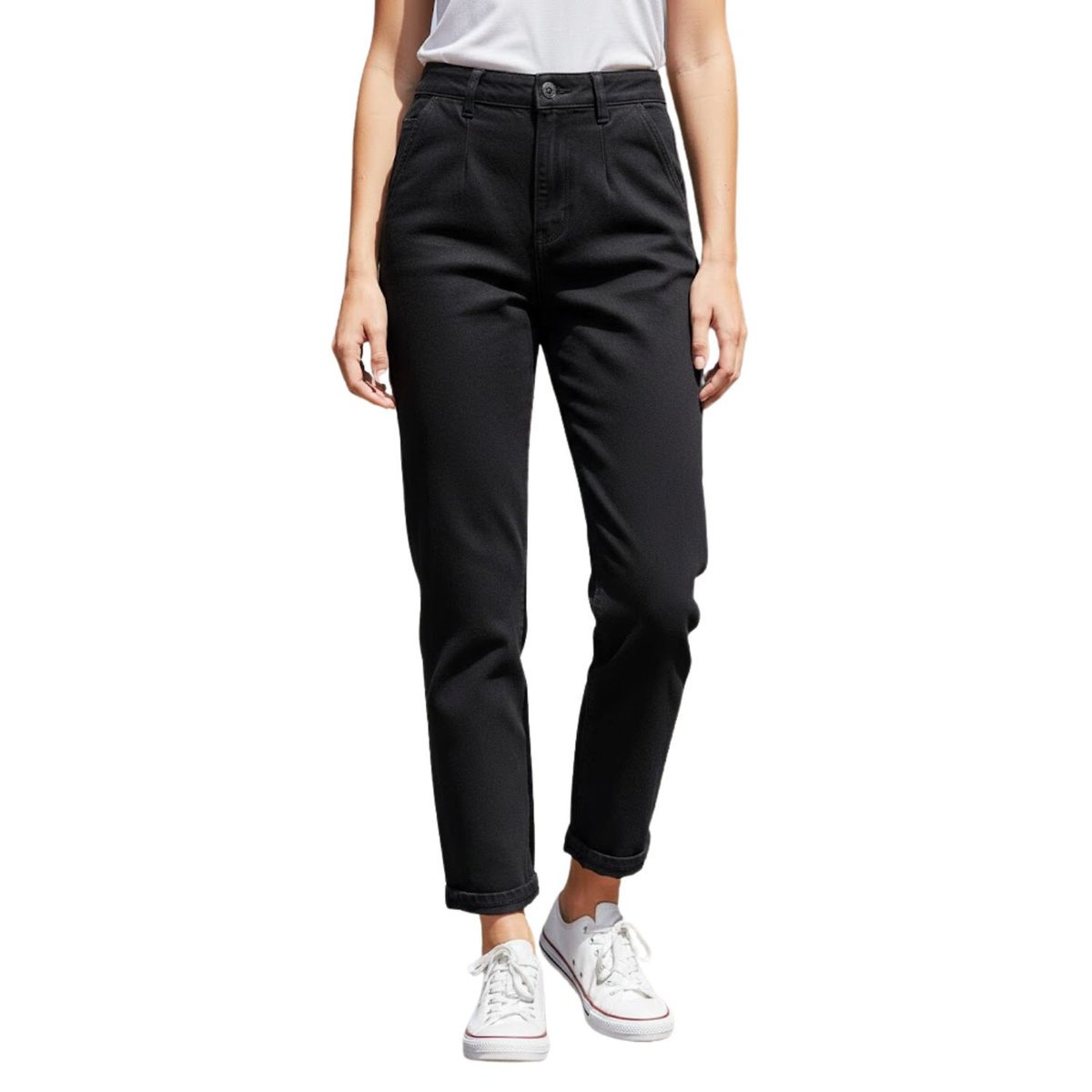 Spodnie damskie Mango Chino jeansy mom fit bawełniane-XXS