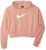 Bluzy damskie - Nike Bluza damska W NSW SWSH HOODIE CROP FT różowy różowe złoto/białe M - miniaturka - grafika 1