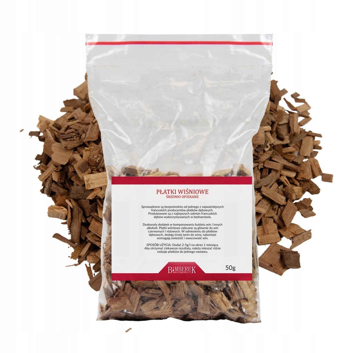 PŁATKI DĘBOWE FRANCUSKIE WIŚNIOWE 50G BIMBER ALKOHOL WINO