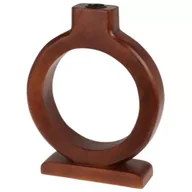 Świeczniki - H&S Decoration Świecznik z drewna mango 21 cm brązowy - miniaturka - grafika 1