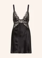 Bielizna nocna - Calvin Klein Negliż Black Floral Lace Z Jedwabiu schwarz - miniaturka - grafika 1