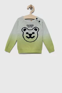 Swetry dla chłopców - Guess sweter bawełniany niemowlęcy kolor zielony - grafika 1