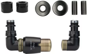 Zawór termostatyczny trójosiowy Vision czarny mat z mosiądzem antycznym lewy Cu All in One - Zawory i kraniki Zawór termostatyczny trójosiowy Vision czarny mat z mosiądzem antycznym lewy Cu All in One - Zawory i kraniki - miniaturka - grafika 1