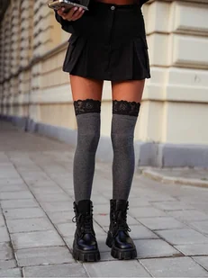 Zakolanówki damskie bawełniane koronka -37-41 - Skarpetki męskie - miniaturka - grafika 1