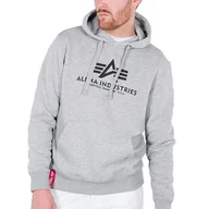 Bluzy męskie - Bluza Alpha Industries Basic Hoody 17831217 - szara - miniaturka - grafika 1