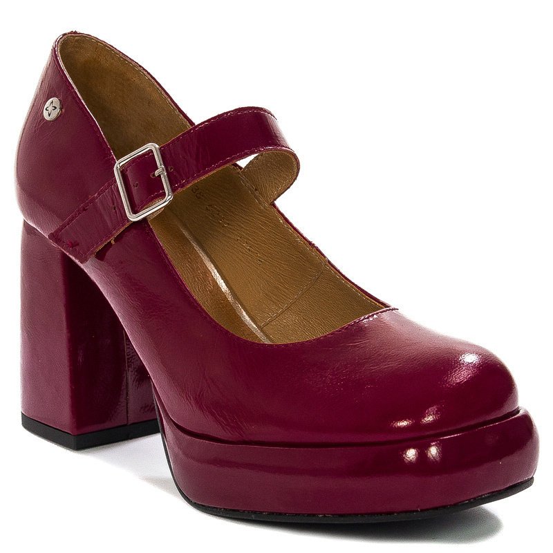 Maciejka Półbuty damskie na słupku skóra lakier fuksja-40