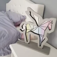 Lampy stojące - Lampka nocna dla dzieci drewniana koń ze skrzydłami - miniaturka - grafika 1