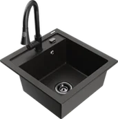Zlewozmywaki z baterią - Mexen Vito zlewozmywak granitowy 1-komorowy z baterią kuchenną Elia, czarny/złoty metalik - 6503-75-670101-70-B - miniaturka - grafika 1