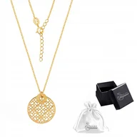 Naszyjniki - Naszyjnik srebrny pr. 925 Złota Kolia Celebrytka KOŁO AŻUROWE na Prezent - miniaturka - grafika 1