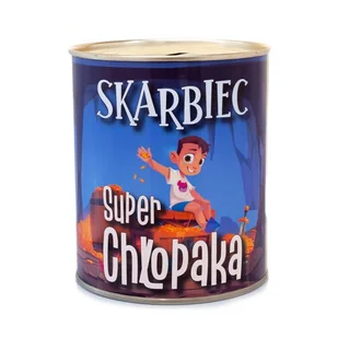 Skarbonka metalowa urodzinowa z napisem "Skarbiec Super Chłopaka - Skarbonki - miniaturka - grafika 1