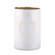 Świeczniki - Świecznik szklany serce 8 x 12 cm matowy ze złotym wykończeniem - miniaturka - grafika 1