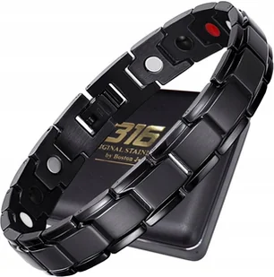 CZARNA ZDROWOTNA BRANSOLETA MĘSKA MAGNETYCZNA MOC - Bransolety męskie - miniaturka - grafika 1