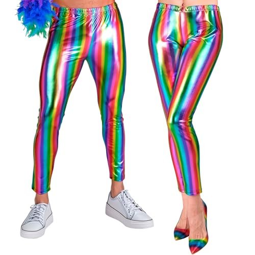 W WIDMANN MILANO Party Fashion – metaliczne legginsy damskie, błyszczące spodnie na festiwale, karnawał, imprezy tematyczne