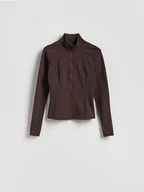 Bluzy damskie - Reserved - Sportowa bluza z suwakiem - ciemnobrązowy - miniaturka - grafika 1