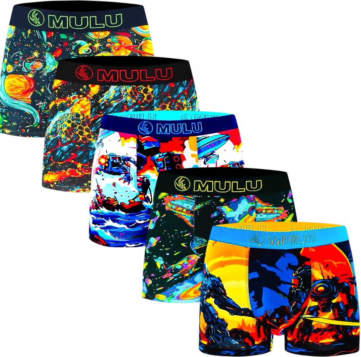 BOKSERKI MĘSKIE BAWEŁNIANE ŚMIESZNE ZESTAW MIX WZORÓW 5 SZTUK PREZENT