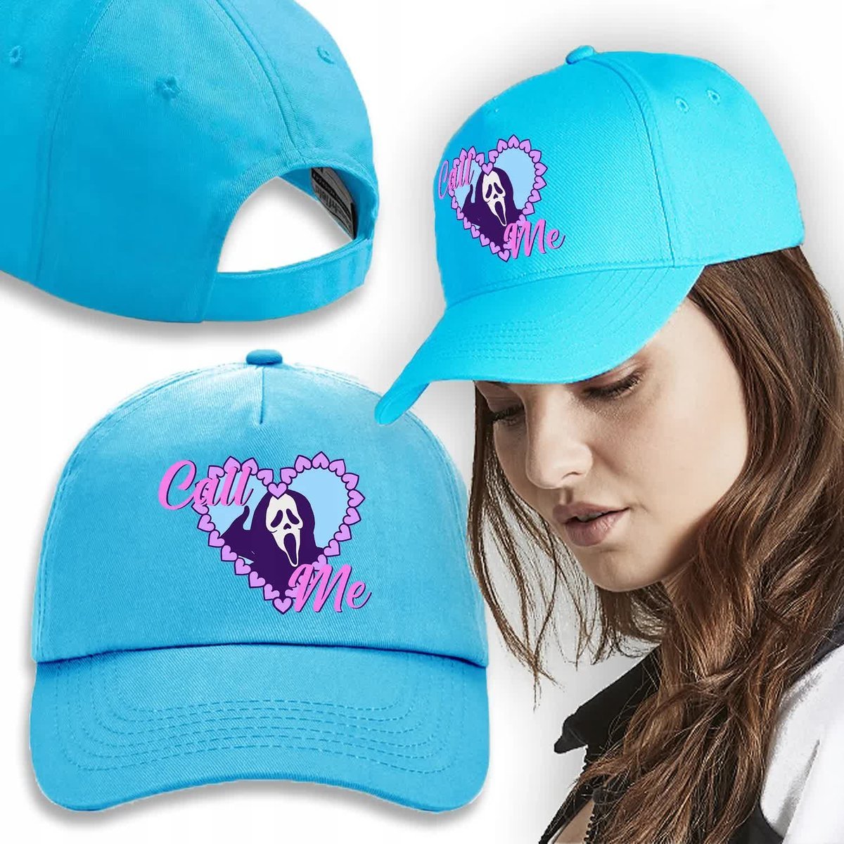 CZAPKA Niebieska Daszek Na Wiosnę CALL ME Wzory