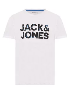 Koszulki męskie - Jack & Jones - T-shirt męski  JJNeon, biały - grafika 1