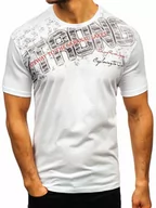 Koszulki męskie - T-shirt męski z nadrukiem biały Denley 14234 - miniaturka - grafika 1