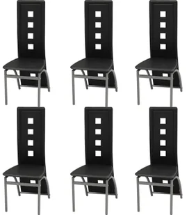 Zestaw 6 czarnych krzeseł z wysokim oparciem - Loro - Krzesła - miniaturka - grafika 1