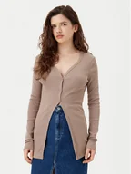Swetry damskie - Calvin Klein Jeans Kardigan J20J224761 Beżowy Slim Fit - miniaturka - grafika 1