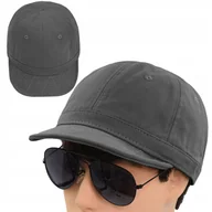 Czapki i chusty sportowe męskie - Czapka Jesienna Głęboka KRÓTKI DASZEK Podszewka Bawełniana Dżokejka GRAFIT - miniaturka - grafika 1