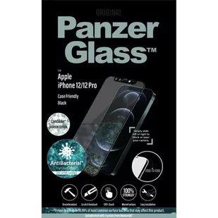 PanzerGlass Szkło antybakteryjne E2E M CF AB CamSlider Swarovski, iPhone 12 / 12 Pro, czarne 5711724027178 - Szkła hartowane na telefon - miniaturka - grafika 1