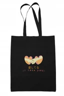 Torebki damskie - Torba Plażowa bawełniana Miłość Serce Czarna - miniaturka - grafika 1