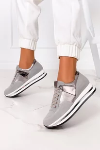 Szare sneakersy Kati buty sportowe sznurowane polska skóra 7099-39 - Moda i Uroda OUTLET - miniaturka - grafika 1