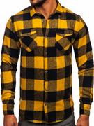 Koszule męskie - Camelowa koszula męska flanelowa z długim rękawem Denley 20723 - miniaturka - grafika 1