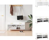 Szafki na buty - vidaXL Ławka na buty biały wysoki połysk 102x35x55 cm materiał drewnopochodny - Stojaki i szafki na buty - miniaturka - grafika 1