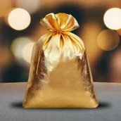 Opakowania i torebki na prezenty - Złoty woreczek prezentowy 18 x 24 cm - miniaturka - grafika 1