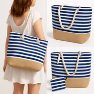Torebki damskie - STYLOWA TORBA PLAŻOWA/MIEJSKA DUŻA - MATERIAŁOWA TORBY PLAŻOWE PIKNIKOWE - miniaturka - grafika 1