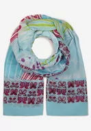 Apaszki i szaliki damskie - Jasnoniebieski Bawełniany Szalik Apaszka z Motywem Motyli Tullma - miniaturka - grafika 1