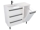 Szafki łazienkowe - Szafka Stojąca Z Umywalką ATH 90 cm K Lewa - Biały Mat - Uchwyty Czarne Matowe - miniaturka - grafika 1