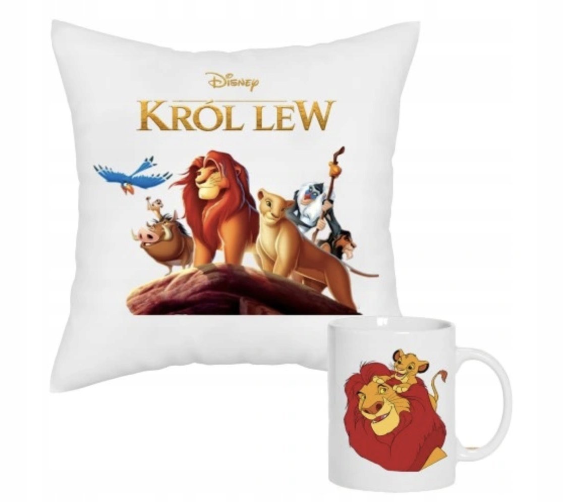 ZESTAW PODUSZKA + KUBEK Prezent KRÓL LEW SIMBA LION KING BAJKA + IMIĘ 6