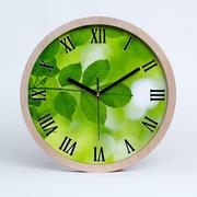 Zegary - Zegar drewniany rzymski zielone liście fi 30 cm, Tulup - miniaturka - grafika 1