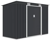 Altany ogrodowe - Szopa ogrodowa OREGON 261x121cm Cold Grey, metalowa, z przesuwanymi drzwiami, kompaktowy magazyn na sprzęt ogrodowy i narzędzia Hardmaister - miniaturka - grafika 1