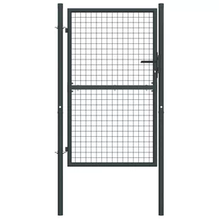 vidaXL Brama ogrodowa z siatki, galwanizowana stal, 100x250 cm, szara - Akcesoria do ogrodzeń - miniaturka - grafika 1