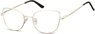 Sunoptic Okulary oprawki korekcyjne kocie oczy zerówki L119C złote - Okulary korekcyjne, oprawki, szkła - miniaturka - grafika 1