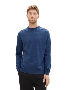 Swetry męskie - TOM TAILOR sweter męski, 32746 - niebieski granatowy twotone grindle, XXL - grafika 1
