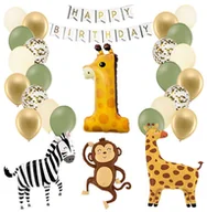 Baby shower i roczek - ZESTAW BALONÓW NA ROCZEK 1 URODZINY SAFARI 40SZT - miniaturka - grafika 1