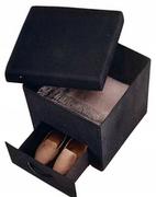 Pufy i podnóżki - Składany puf z szufladą 38x38x38 SMUKEE czarny - miniaturka - grafika 1
