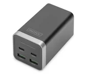 Ładowarki do telefonów - Ładowarka sieciowa DIGITUS uniwersalna zasilacz GaN 4 porty 2x USB-C 2x USB-A PD 3.0 65W czarna - miniaturka - grafika 1