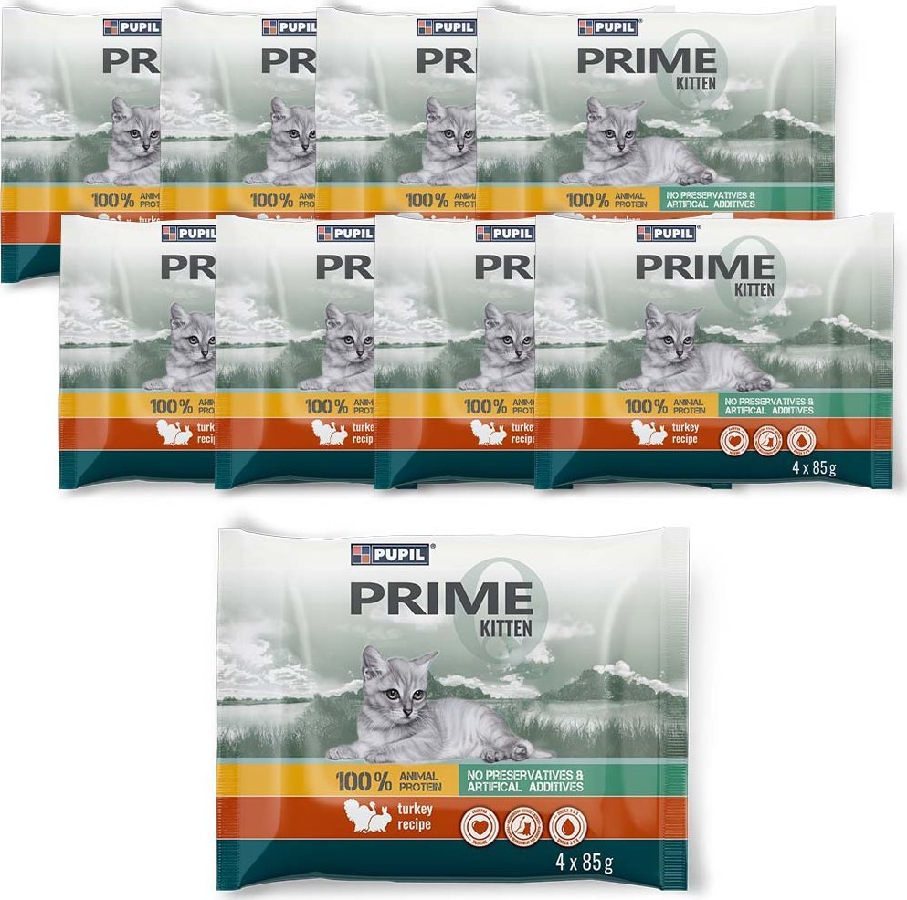 PUPIL Prime Karma mokra dla kota PUPIL Prime KITTEN bogata w indyka z królikiem 9x4x85g