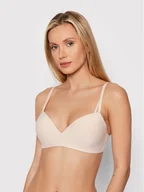 Biustonosze - Calvin Klein Underwear Biustonosz bezfiszbinowy 000QF6017E Beżowy - miniaturka - grafika 1