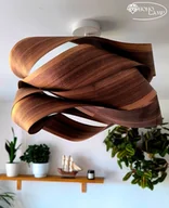 Lampy sufitowe - Falowana lampa wisząca z orzecha amerykańskiego AURORA L - miniaturka - grafika 1