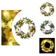 Oświetlenie świąteczne - vidaXL Wieniec świąteczny z lampkami LED zielony 60 cm PVC - Lampki choinkowe - miniaturka - grafika 1